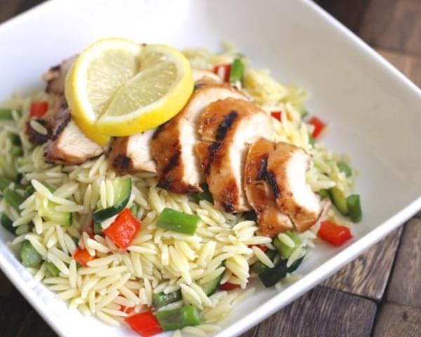 Lemon Garlic Orzo With Roasted Vegetables