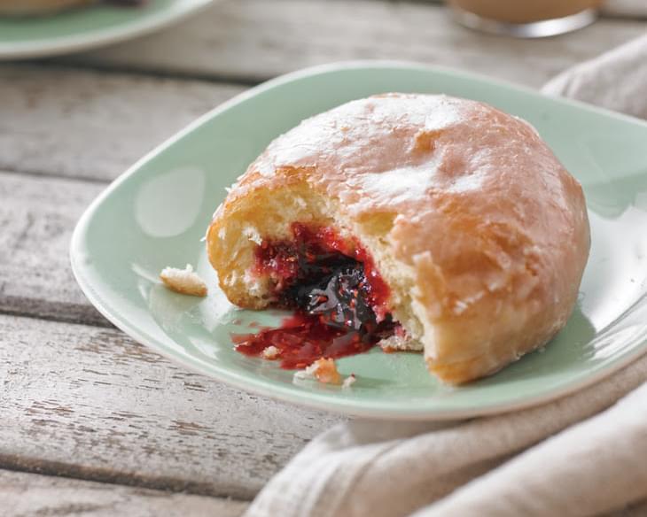 Lemon-Glazed Raspberry Jam Doughnuts