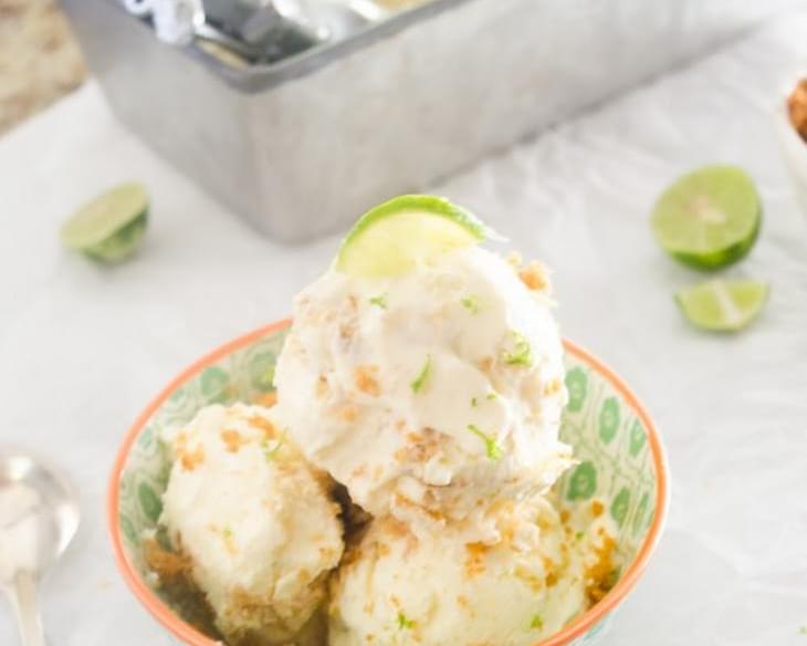 No Churn Key Lime Pie Ice Cream with Coconut Graham Cracker Crumble