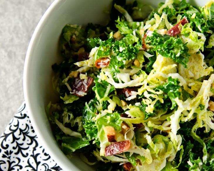 Kale and Brussels Sprouts Salad w/ Bacon and Pecorino