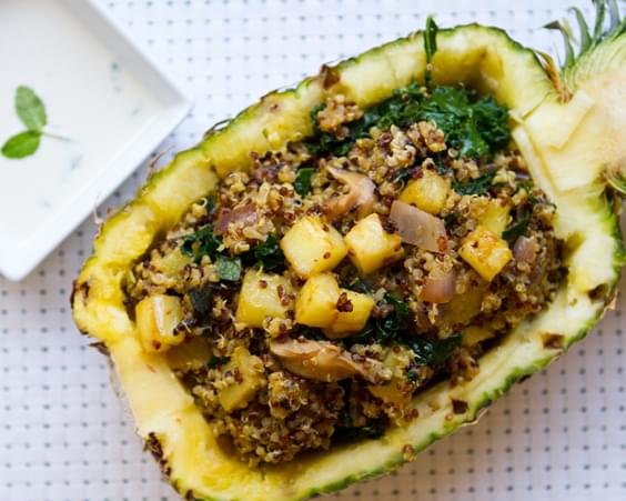 Pineapple Fried Quinoa (in a boat!)