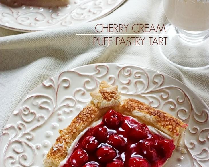 Cherry Cream Puff Pastry Tart
