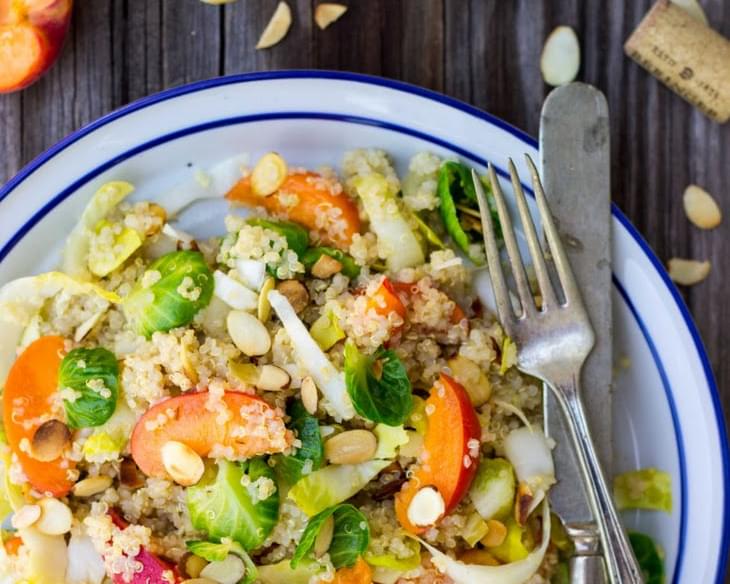 Quinoa Salad with Apricots, Endive, Brussels Sprout Leaves & Toasted Almonds