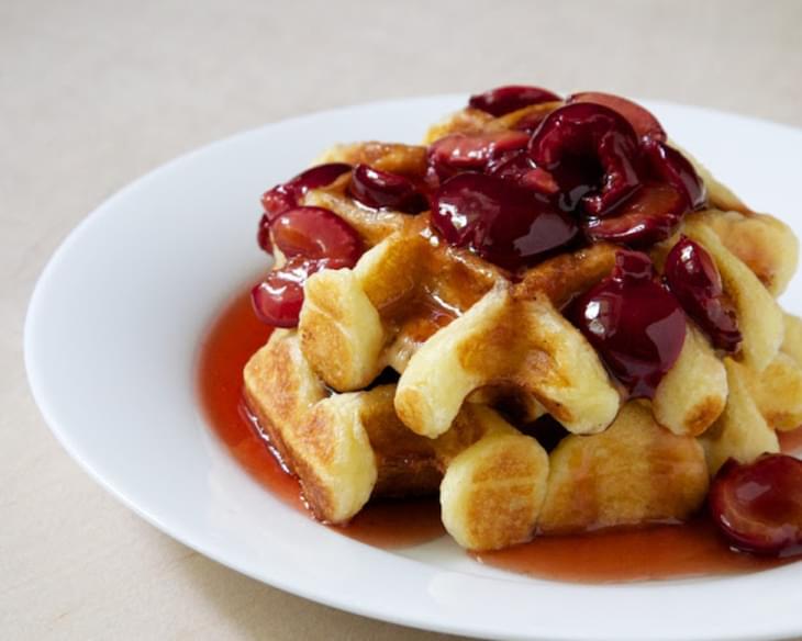 Best Buttermilk Waffles with Cherry Maple Syrup
