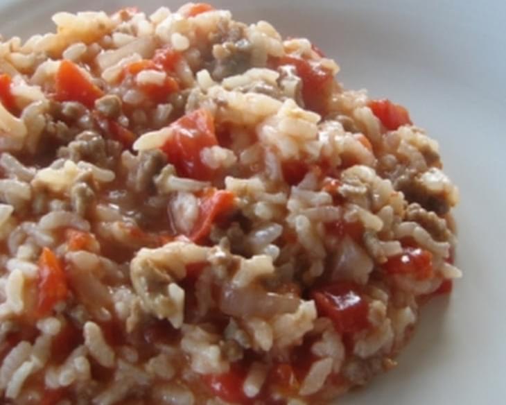Oven Risotto With Sausage and Tomatoes