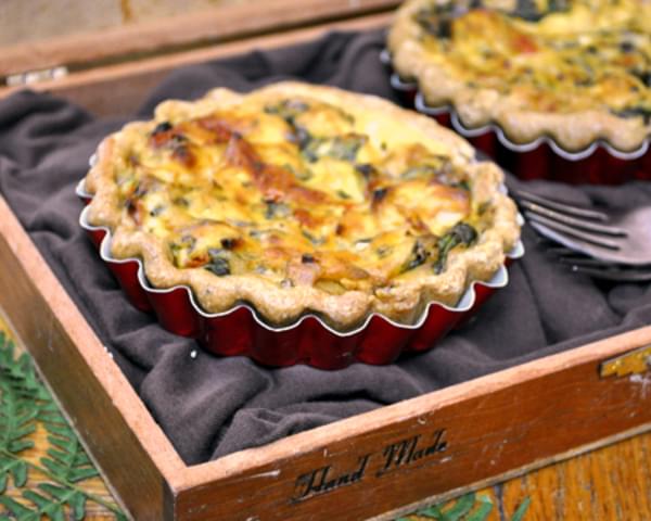 Sun-Dried Tomato and Spinach Quiche with Olive Oil Crust