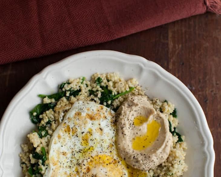 Garlicky Spinach, Millet, and Eggs