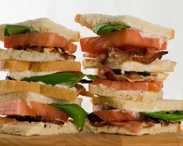 Mini Bacon Tomato and Basil Sandwiches