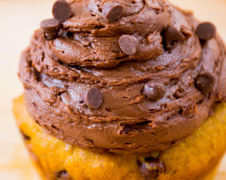 Pumpkin Cupcakes with Dark Chocolate Frosting