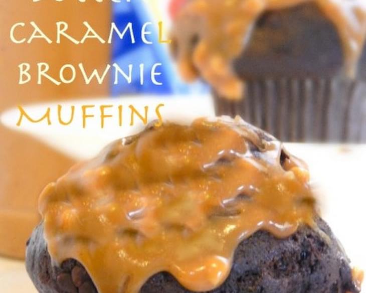 Peanut Butter Caramel Brownie Muffins