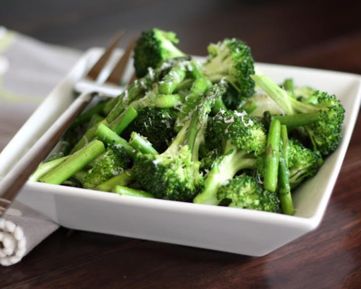 Sauteed Broccoli and Asparagus with Parmesan