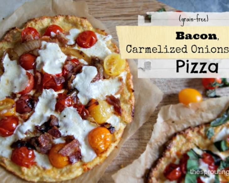 Bacon Pizza with Carmelized Onions and Honey (grain-free)