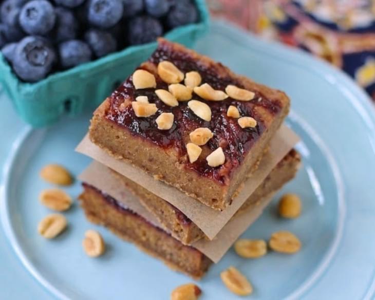 Healthy Peanut Butter and Jelly Blondies