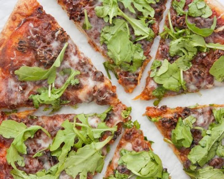 Caramelized Onion and Sausage Pizza with Arugula