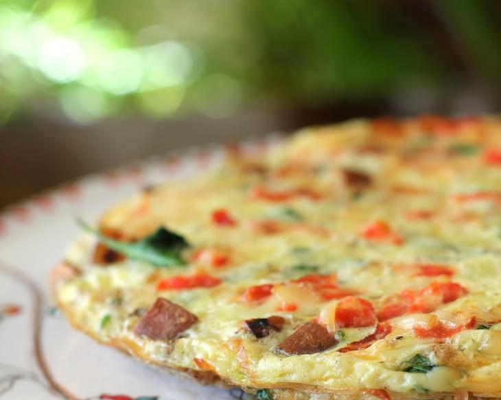 Healthy Frittata with Smoked Salmon, Baby Kale, and Sweet Potato