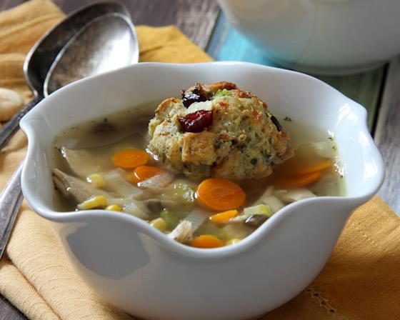 Slow Cooker Turkey and Stuffing Dumpling Soup