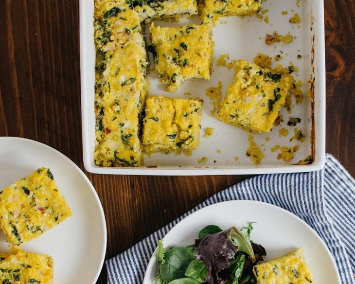 Breakfast Polenta Squares with Spinach & Bacon