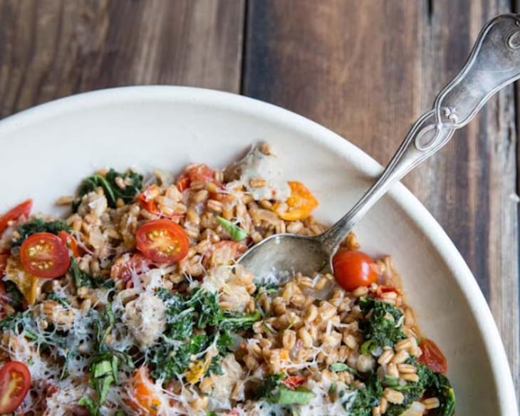 One-Pan Farro with Tomatoes, Sausage and Kale