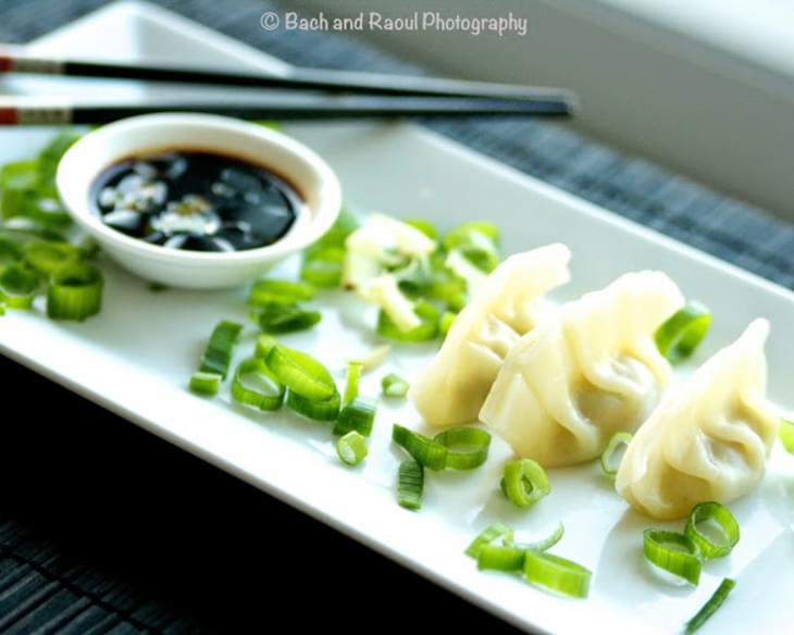 Chinese Pork Dumplings with Ginger Scallion Dipping Sauce