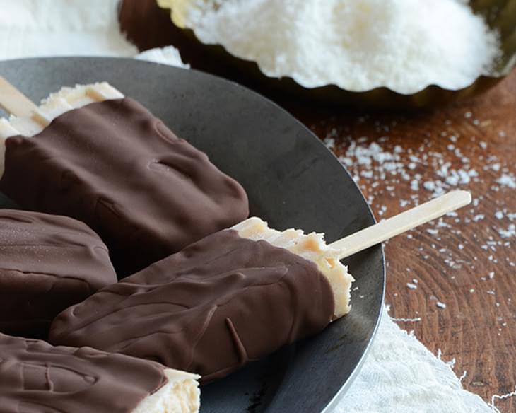 Chocolate-Covered Toasted Coconut Pops {Paleo}