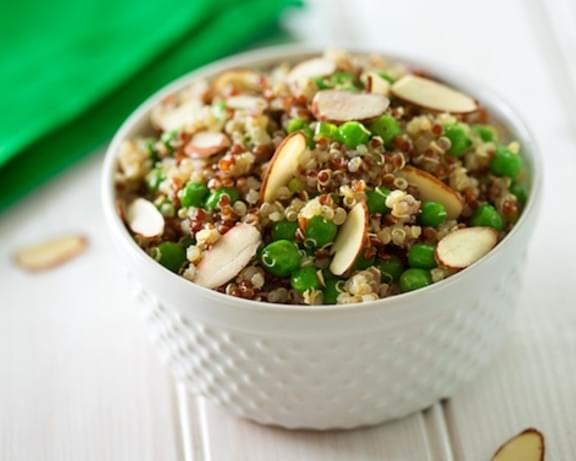 Simple Quinoa Pilaf with Peas and Almonds