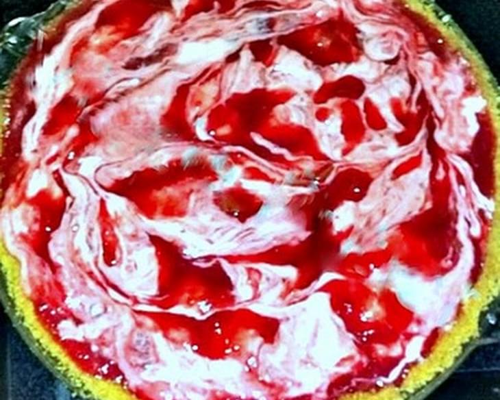 Raspberry Rhubarb Pie with Cream Cheese Swirl