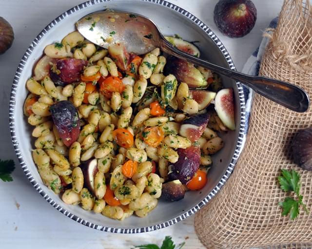 Herbed Parmesan Beans with Tomatoes and Figs