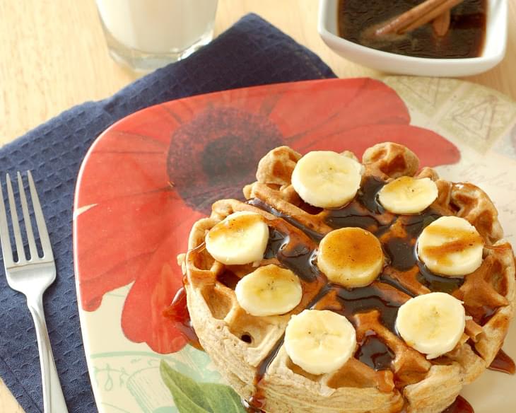 Banana Bread Waffles with Cinnamon-Brown Sugar Syrup