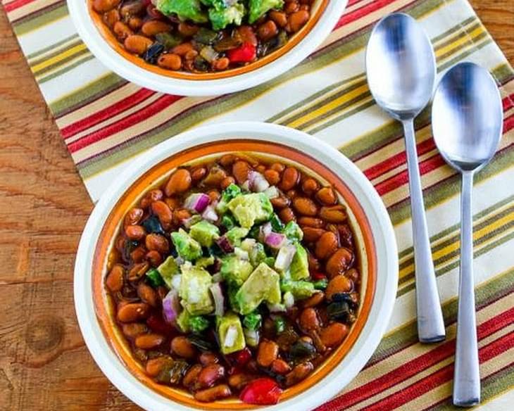 Pressure Cooker Mexican Beans with Avocado-Poblano Salsa (Vegan)