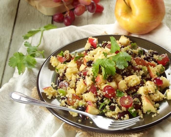 Quinoa Salad with Black Beans, Apples and Red Grapes + Broccoli, Love & Dark Chocolate Review