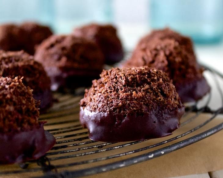 Chocolate Coconut Macaroons Dipped in Chocolate Glaze