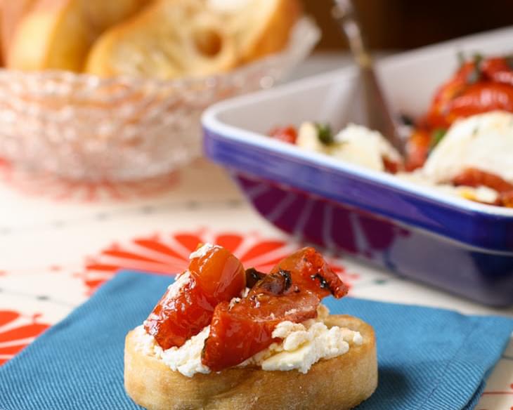 Oven Roasted Tomatoes with Warm Goat Cheese