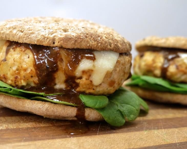 Chicken Burgers with Apple, Balsamic, and Blue Cheese