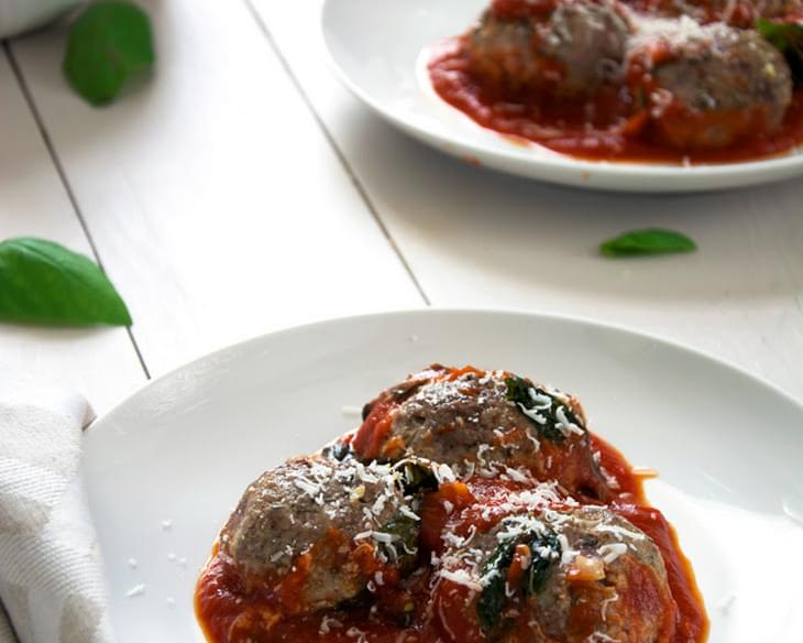Goat Cheese Stuffed Meatballs with Rustic Tomato Sauce