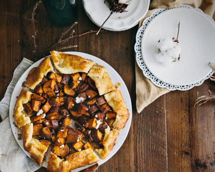 Sweet Potato, Maple and Cumin Galette with Goat Cheese Crumbles