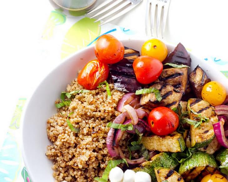 Balsamic Grilled Summer Vegetables with Basil Quinoa Salad