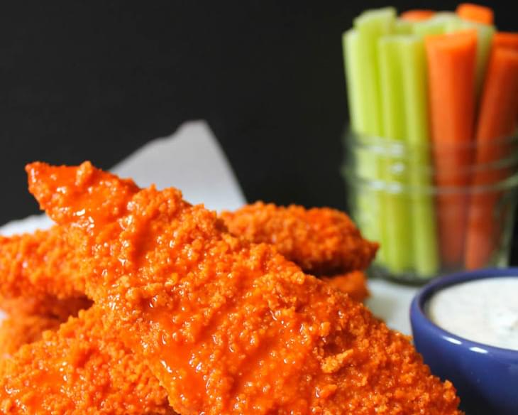 Baked Buffalo Chicken Tenders with Dude Diet Ranch Dressing