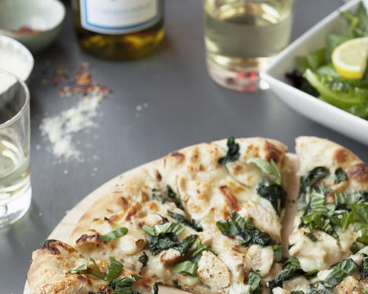 Spinach, Garlic and Chicken Chardonnay White Pizza