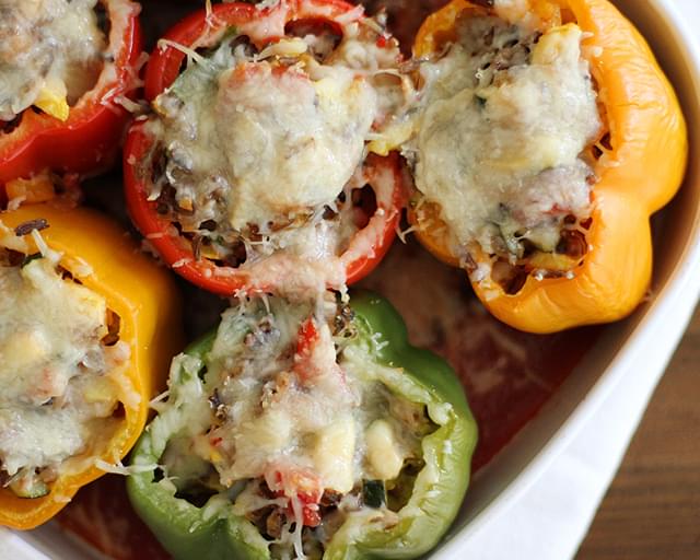 Cheesy Wild Rice Stuffed Peppers