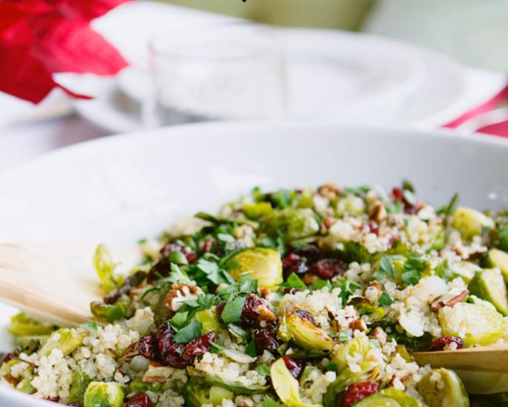 Gluten Free and Vegan Brussels sprouts with Quinoa and Dried Cranberries