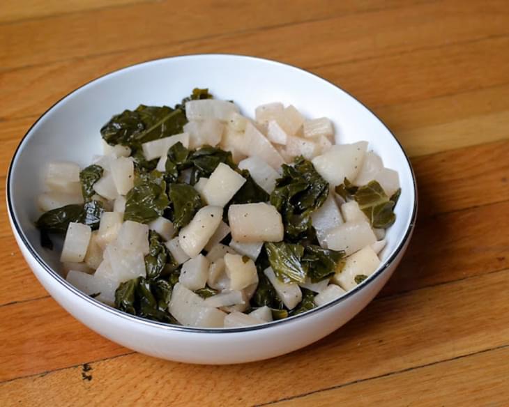 Braised Kale and Turnips With Apple