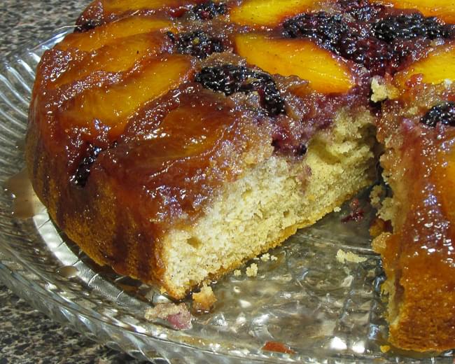 Peach and Blackberry Upside-down Cake