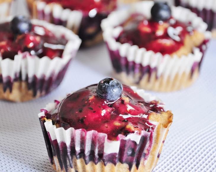 Whole Wheat Blueberry Muffins with Glazed Blueberry Topping