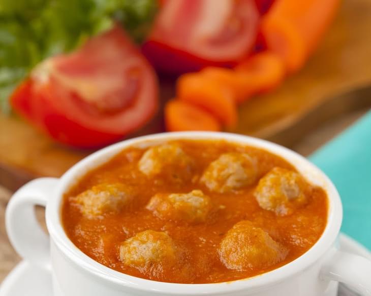 Basil Tomato Soup with Turkey Meatballs