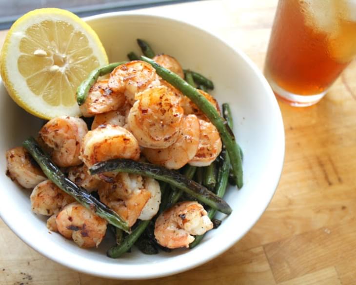 Spicy Shrimp and Charred Green Beans with Lemon