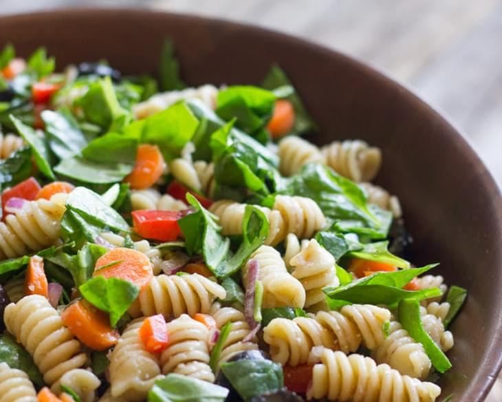 Chopped Spinach and Pasta Salad With Balsamic Vinaigrette
