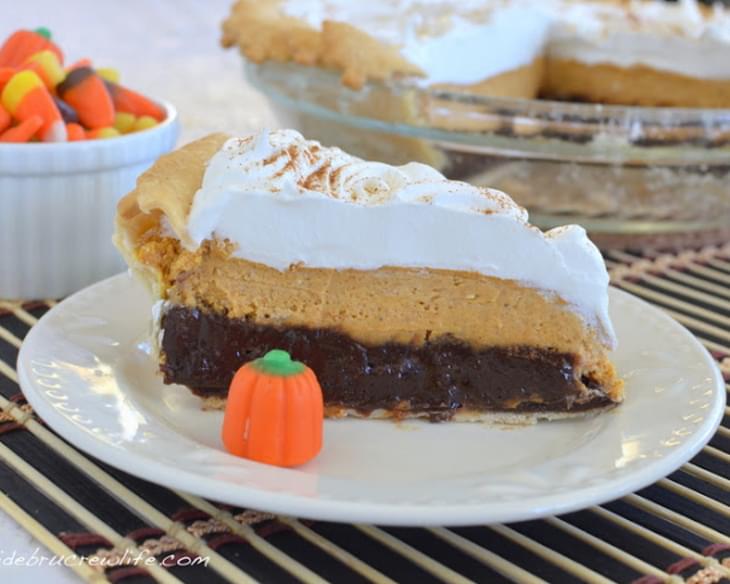Pumpkin Cheesecake Brownie Pie