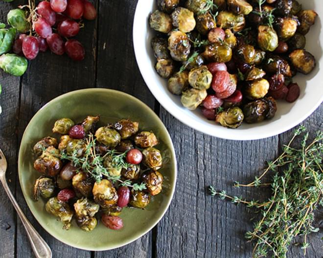 Balsamic Brussels Sprouts and Red Grapes