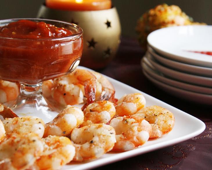 Roasted Shrimp Cocktail with Spicy Sriracha Cocktail Sauce