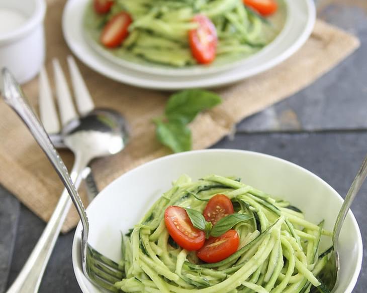 Zucchini Pasta With Avocado Cream Sauce